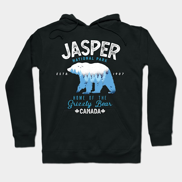 Jasper National Park Grizzly Bear Vintage Look Hoodie by MarkusShirts